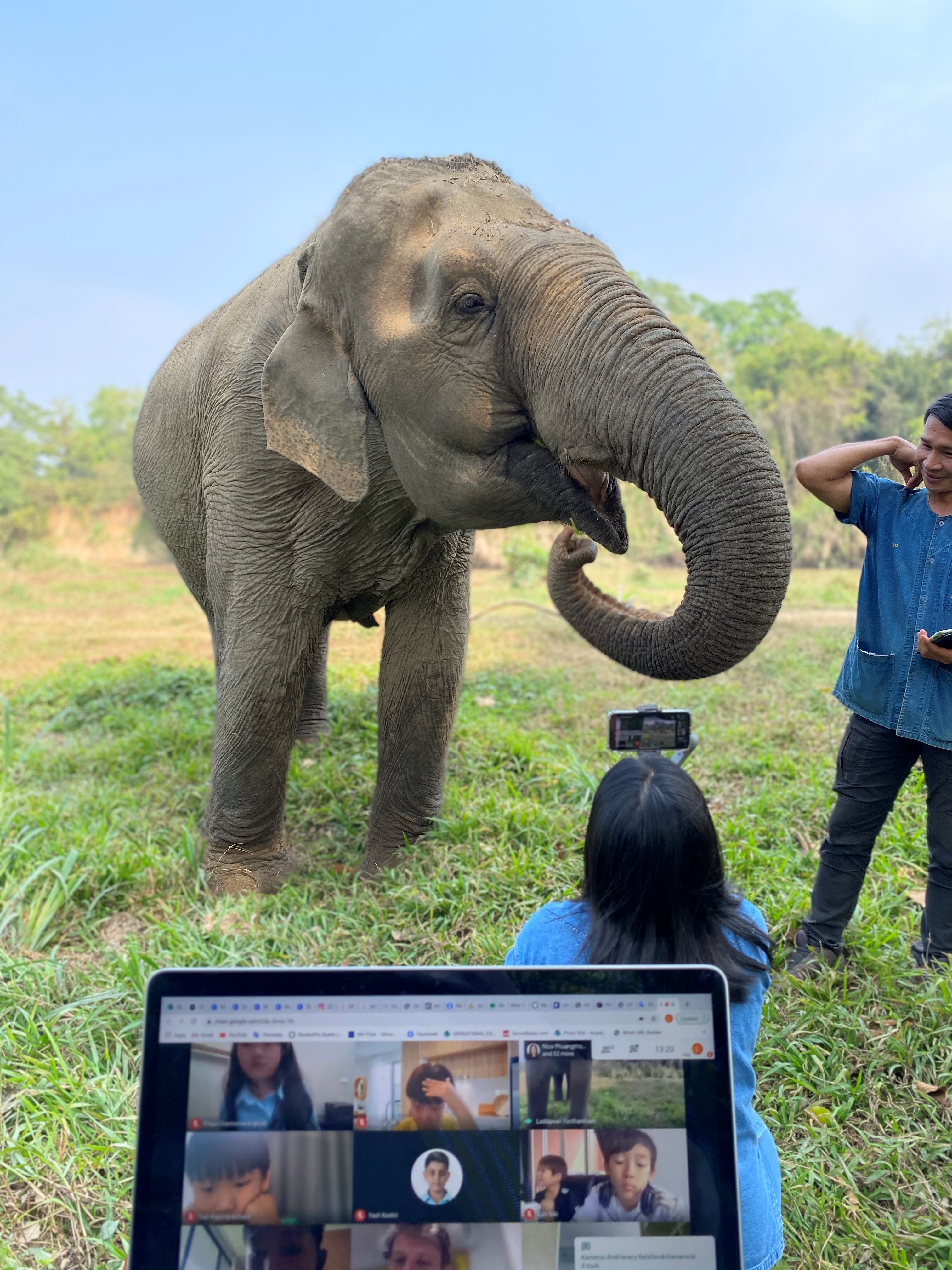 Children were delighted with the elephant's fun loving-antics Photo Credit Golden Triangle Asian Elephant Foundation  