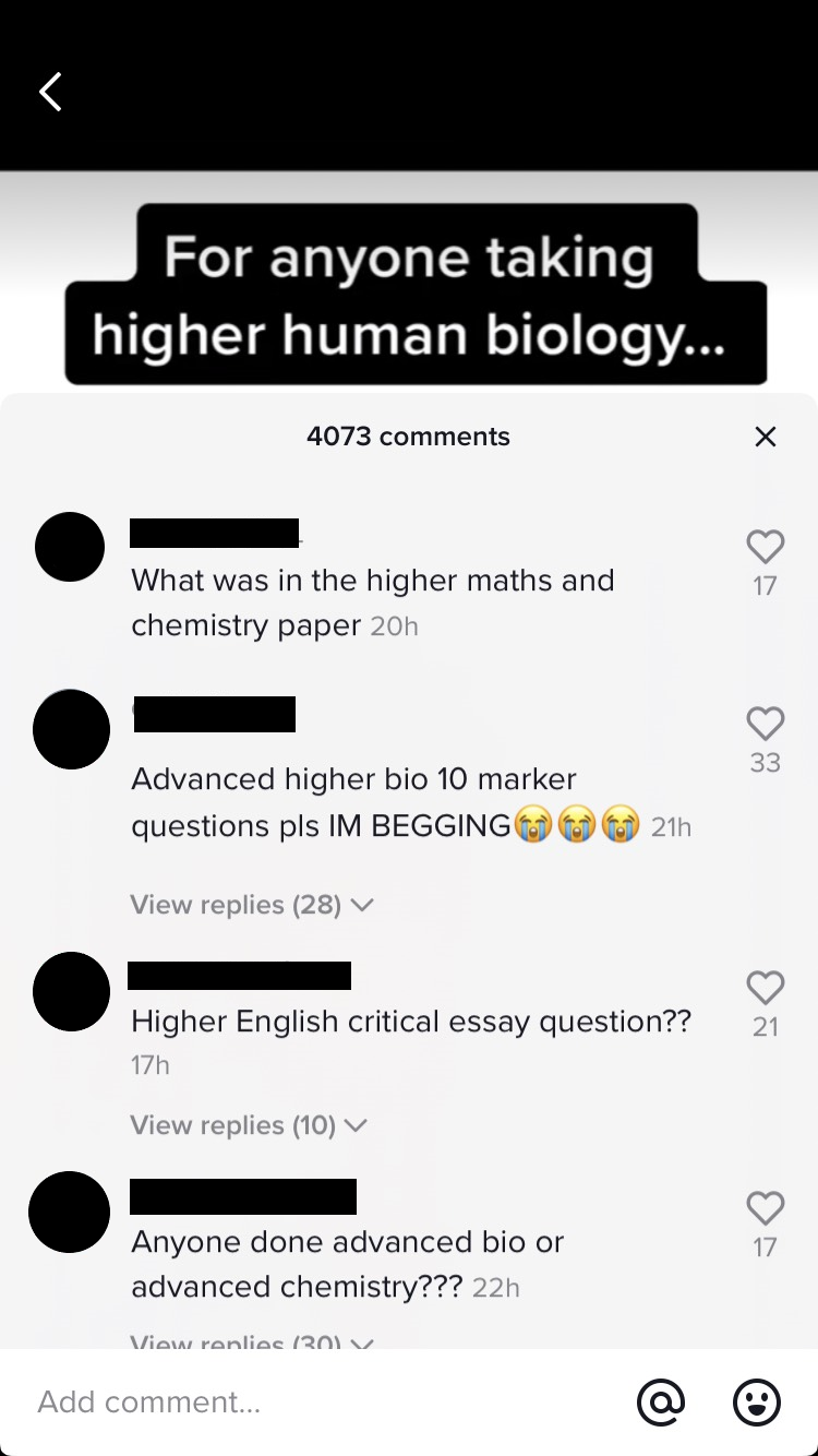 Exam questions shared on TikTok 'SQA black market'