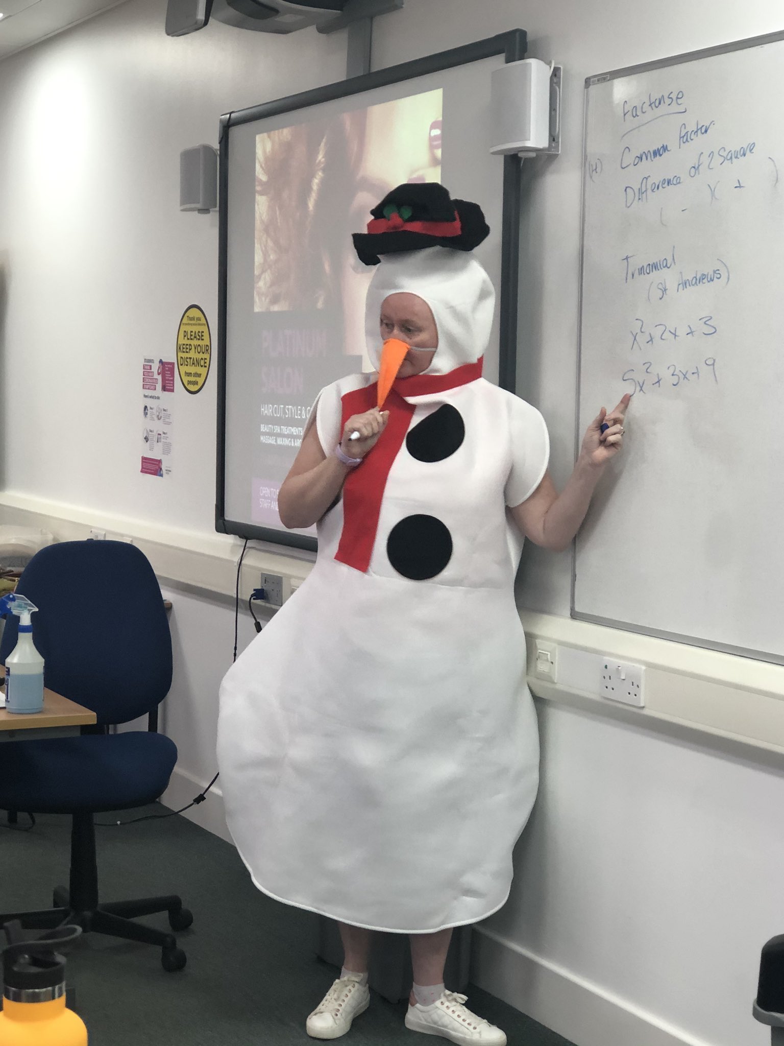 College lecturer dresses up for Christmas 