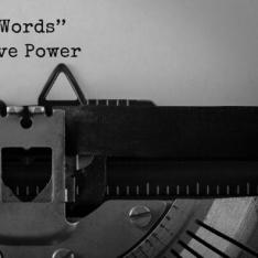 Typewriter With "Words Have Power" Sentence to represent Persuasive Writing Resources For Secondary Students