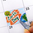Earth Day writing marked on a calendar 22 April