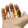 Paper people on a person's hand to signify People Who Help Us Resources