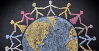 Teachers Around The World On A Blackboard