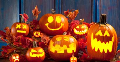 Pumpkins and Jack O'lanterns Celebrating Halloween