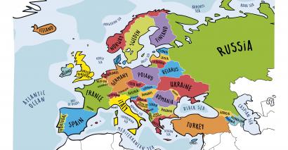 Drawn image of Europe for European Day of Languages secondary