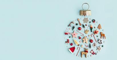 Christmas bauble of festive items for Secondary KS3 KS4 Christmas resources