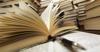 Post 16 English revision texts open on a table using revision resources