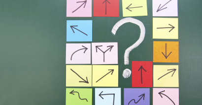 Directions and question mark showing Maths investigations for secondary students
