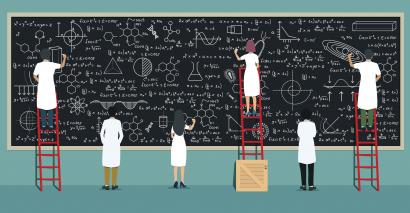 Scientists and secondary students conducting maths in science for GCSE and IGCSE students