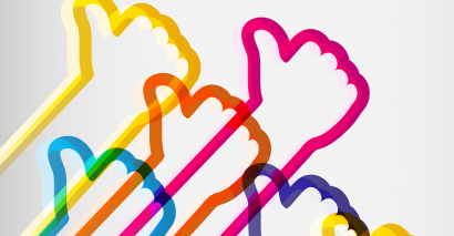 Colourful Thumbs Up Indicating Positive Peer Feedback