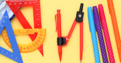 Maths Equipment Ready For Starting A New Year At Secondary School