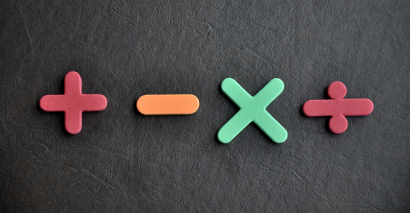 Addition, Subtraction, Multiplication & Division Symbols To Represent Primary Calculation With Four Operations