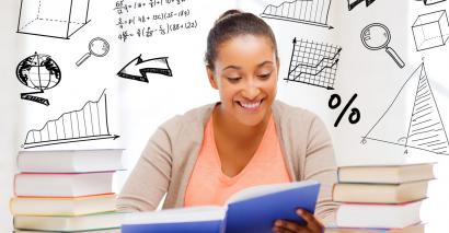 Secondary maths student using formative assessment tools including homework tasks, quizzes and challenges to self assess learning