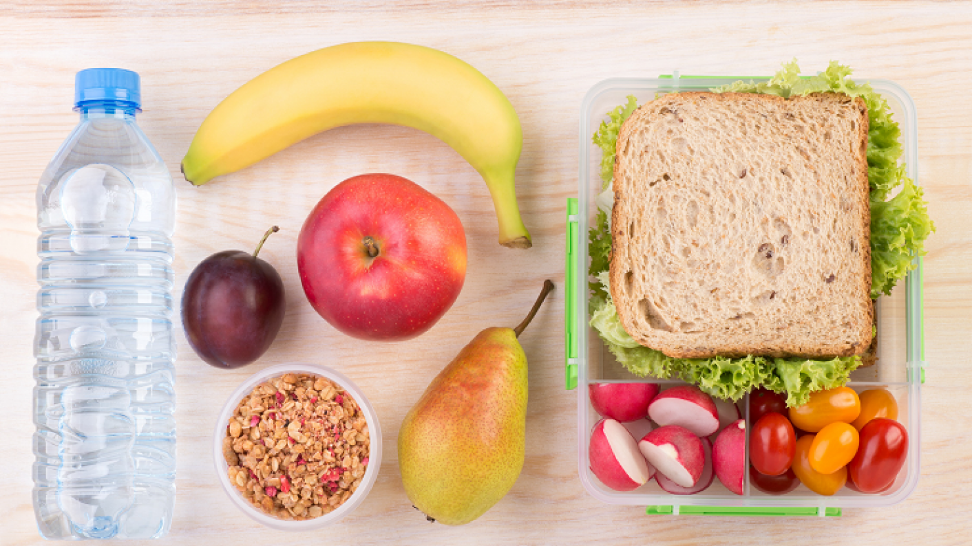 School Packed Lunch Full Of Healthy Food, Fruit & Vegetables for healthy eating reosurces