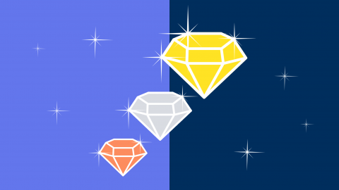Earn author royalties Diamond on purple and yellow background