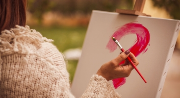 Artist with blank canvas