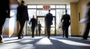People heading for the exit