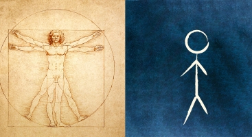 Vitruvian man with stick man