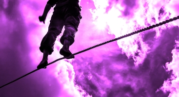 Silhouette on a tight rope