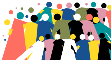 Illustration of stylised group of people
