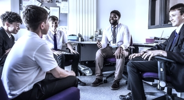 Boys group with mentor