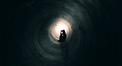 single person in tunnel