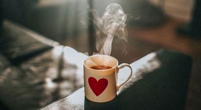 Heart on mug tea