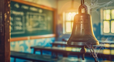 School bell with cobwebs