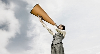 Woman with loud speaker