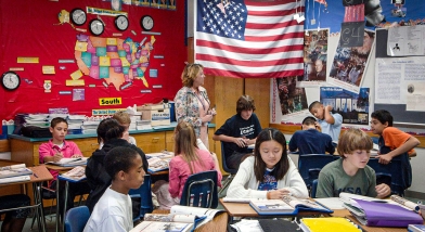 American high school classroom