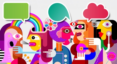 Illustration of group of people talking