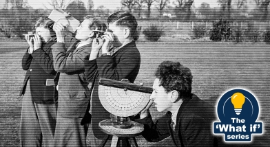 Pupils using measuring equipment
