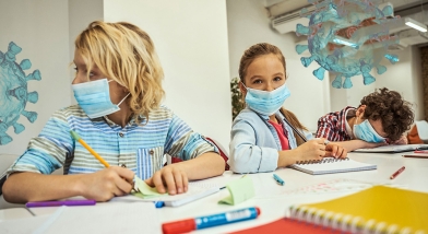 School children in masks