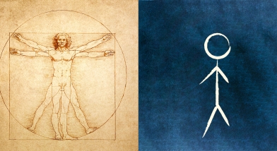 Vitruvian man with stick man