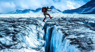 Jumping over ice gap