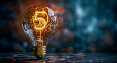 Lightbulb with number five