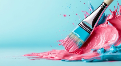 Brush mixing two paints
