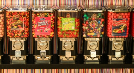 Five sweet dispensers