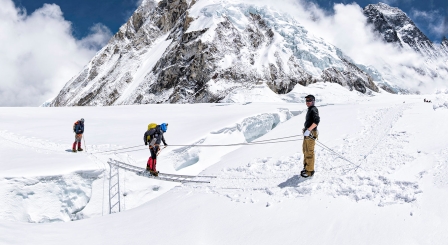 Walking on ladders across ice