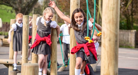 Girls playing in playground