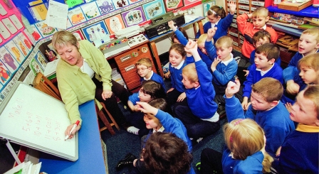 Primary classroom with teacher