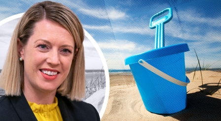 Jenny Gilruth with a bucket and spade 