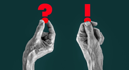 holding up question mark
