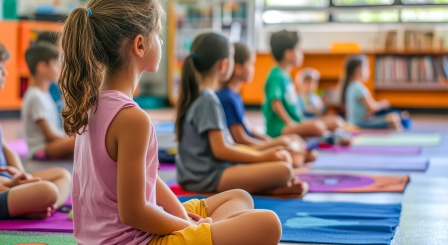 Children doing relaxation exercises