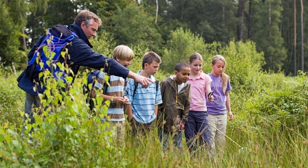 Outdoor learning teenagers in woods