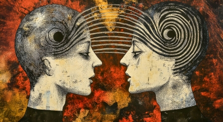 Illustration of two lady's heads connected
