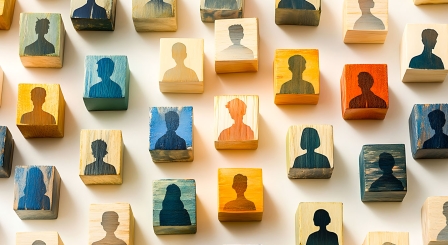 Silhouettes on blocks of wood