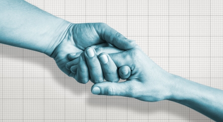 Holding hand to support