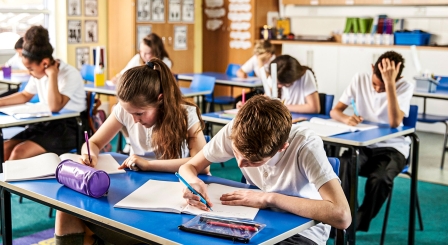 Children in a secondary classroom