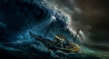 Boat in a storm